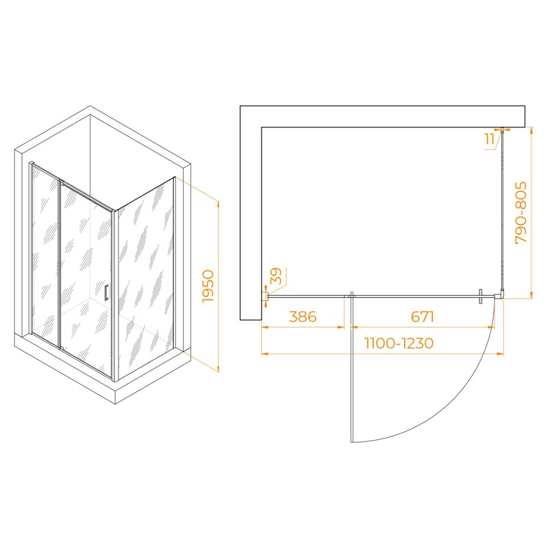 Душевой уголок RGW Passage 350807818-14 110x80 стекло прозрачное 6 мм