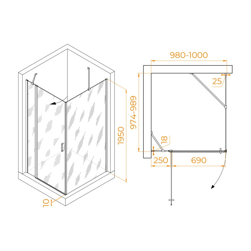 Душевой уголок RGW Leipzig 06124400-11 100x100 стекло прозрачное 6 мм