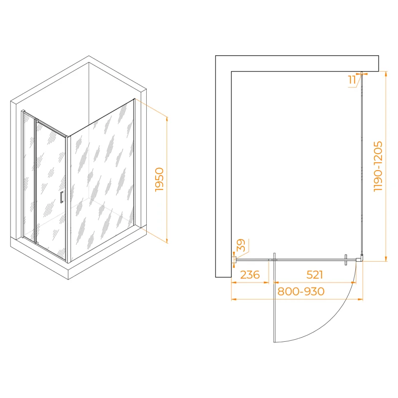 Душевой уголок RGW Passage 350807882-11 80x120 стекло прозрачное 6 мм