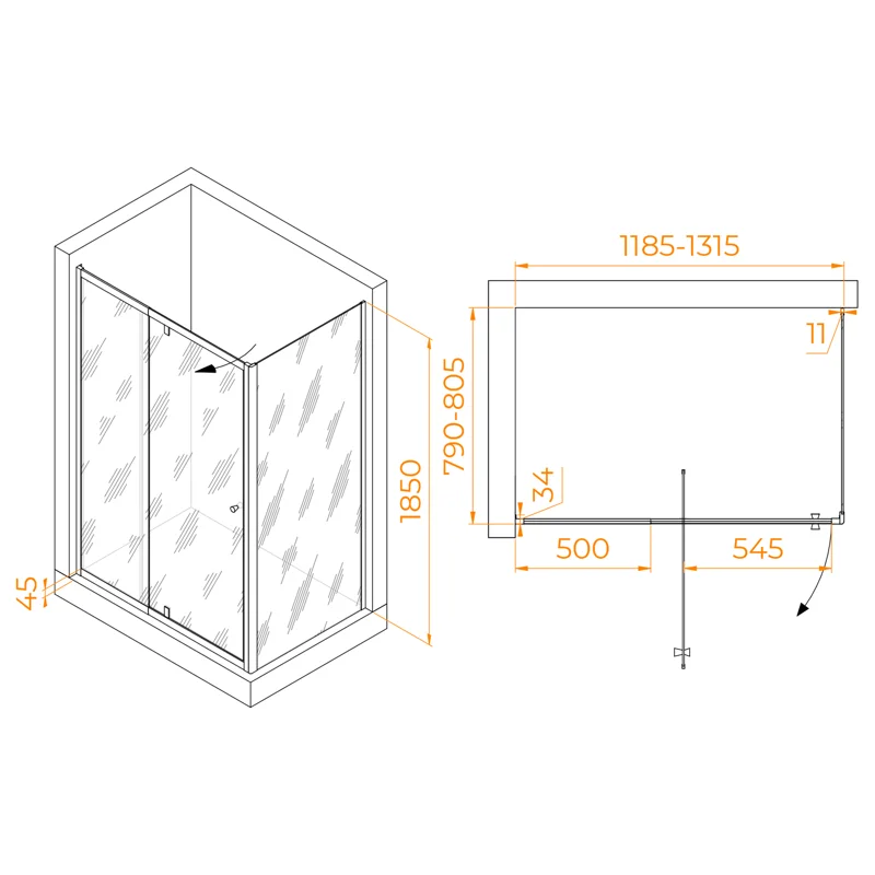 Душевой уголок RGW PA-44 (PA-02 + Z-050-1)