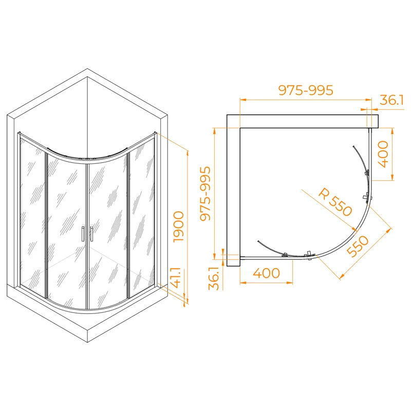 Душевой уголок RGW Passage PA-51 100х100 02085100-11 профиль Хром стекло прозрачное