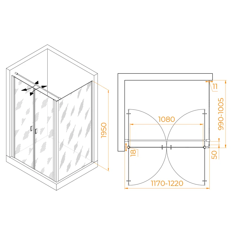 Душевой уголок RGW Passage 060814420-011 120x100 стекло прозрачное 6 мм