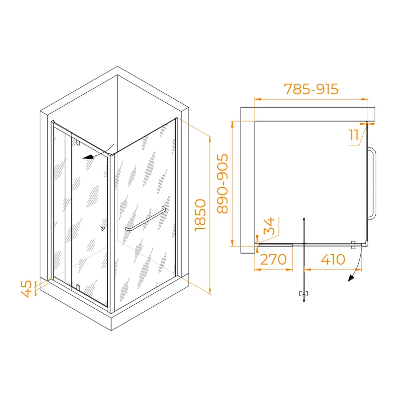 Душевой уголок RGW Passage 410844189-011 80x90 стекло прозрачное 6 мм
