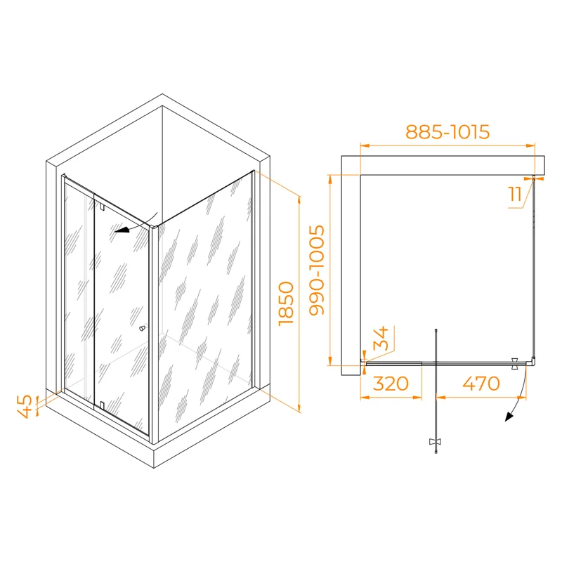 Душевой уголок RGW Passage 41084490-011 90x100 стекло прозрачное 6 мм