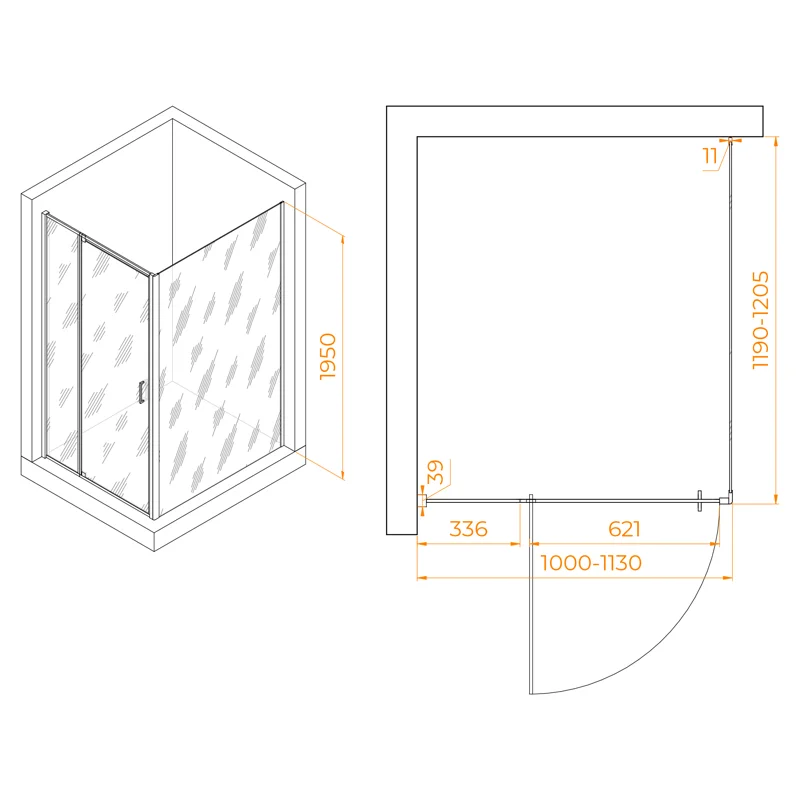 Душевой уголок RGW Passage 350807802-11 100x120 стекло прозрачное 6 мм