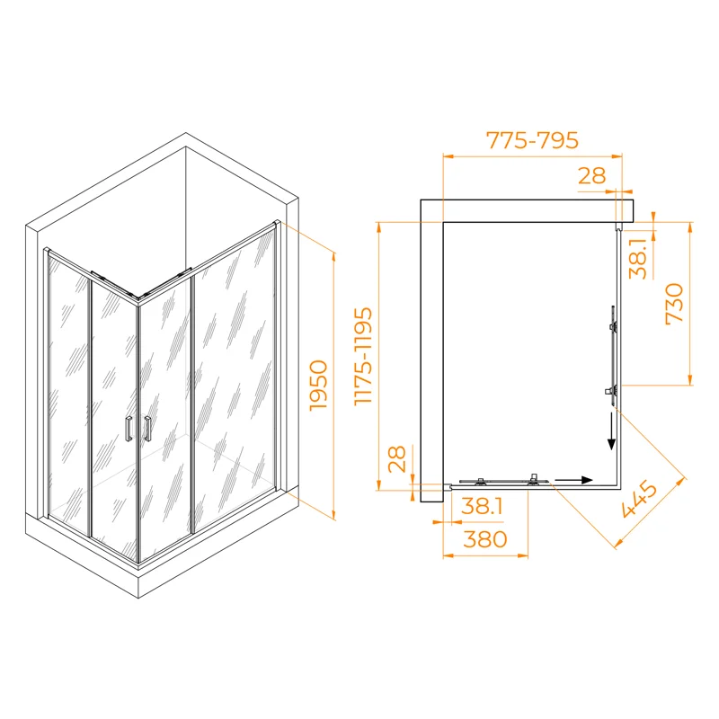 Душевой уголок RGW Passage 030824682-14 80x120 стекло прозрачное 6 мм