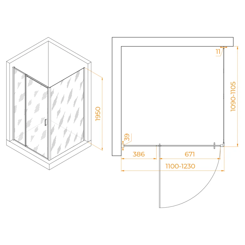 Душевой уголок RGW Passage 350807812-11 110x110 стекло прозрачное 6 мм