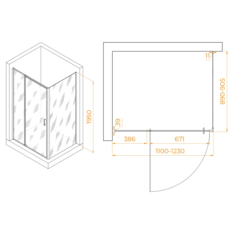 Душевой уголок RGW Passage 350807819-11 110x90 стекло прозрачное 6 мм