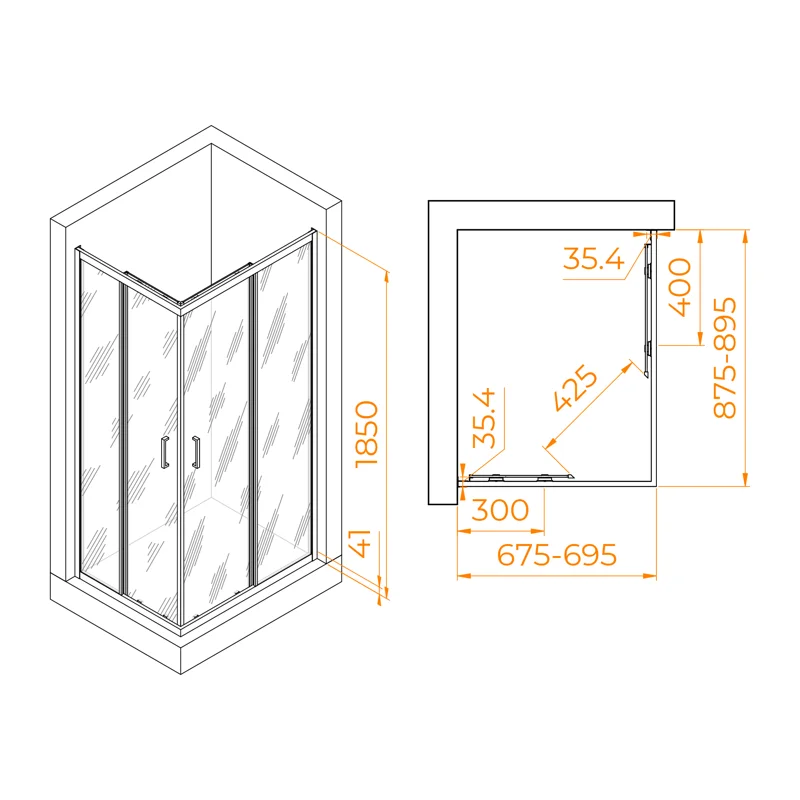 Душевой уголок RGW Passage PA-146B 90x70 020814679-14 профиль Черный стекло прозрачное