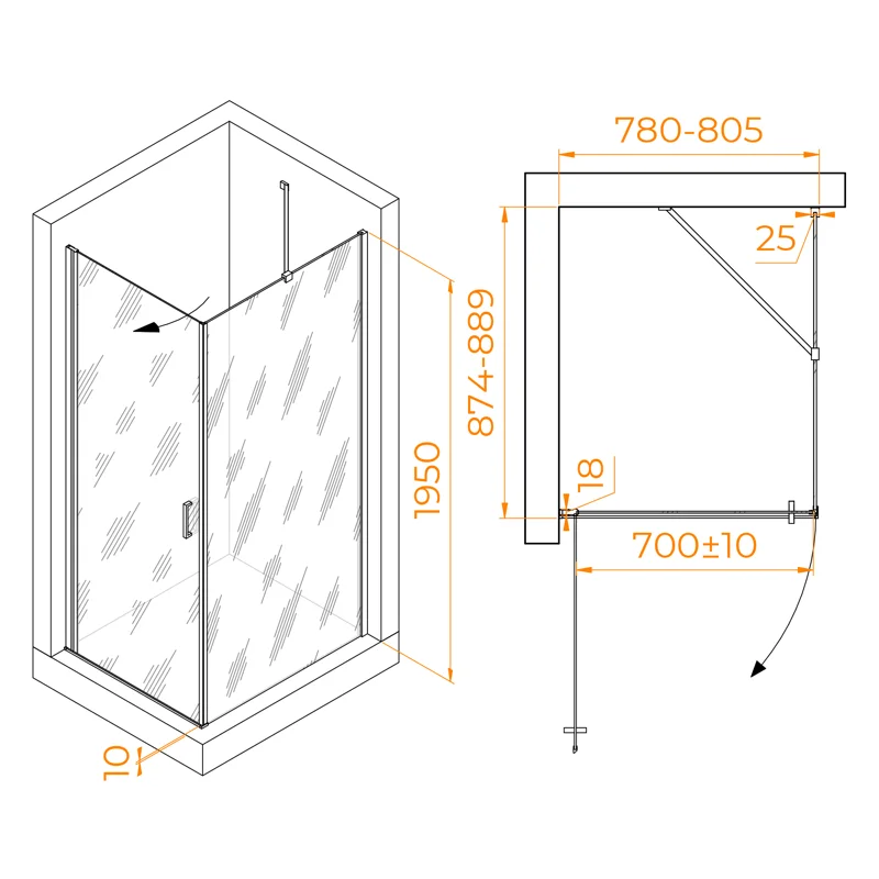 Душевой уголок RGW LE-034 (LE-003 + Z-14)