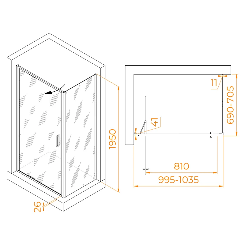 Душевой уголок RGW Stilvoll 703214507-14 100x70 стекло прозрачное 8 мм