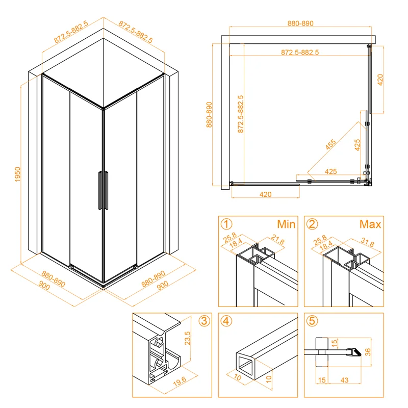 Душевой уголок RGW SV-31-B 32323199-14 90 х 90 см квадратный, черный