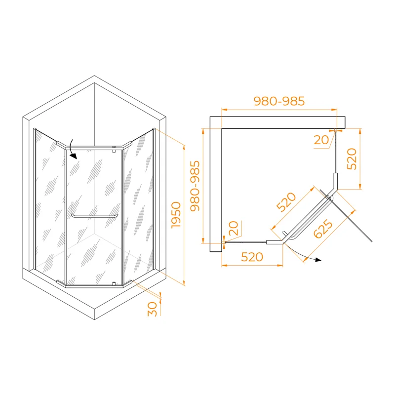 Душевой уголок RGW Passage 35088100-24 100x100 стекло сатин 6 мм