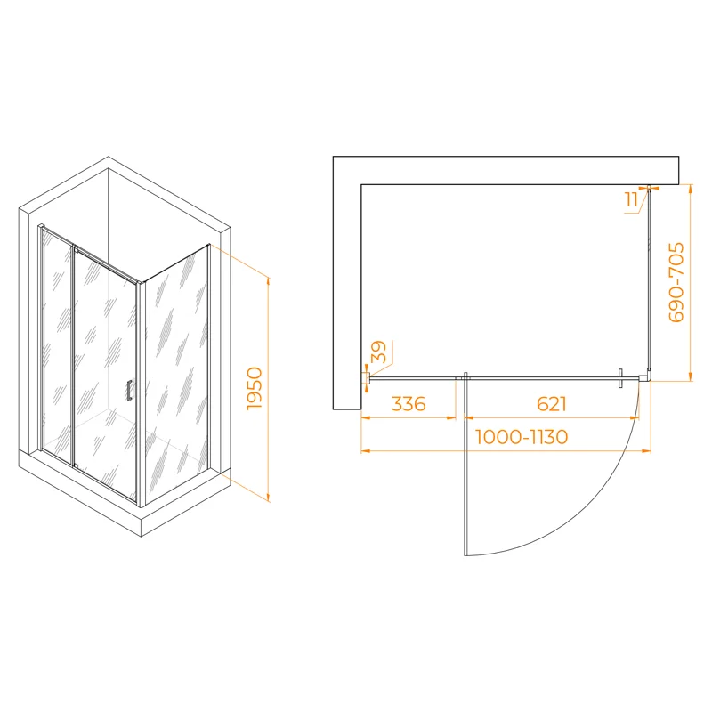 Душевой уголок RGW Passage 350807807-14 100x70 стекло прозрачное 6 мм