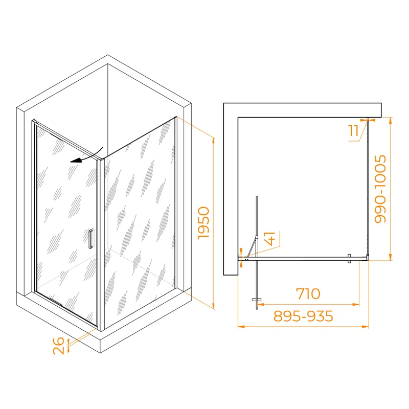 Душевой уголок RGW Stilvoll 703214590-11 90x100 стекло прозрачное 8 мм