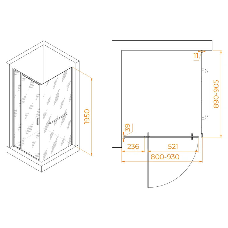 Душевой уголок RGW Passage 3508078189-11 80x90 стекло прозрачное 6 мм