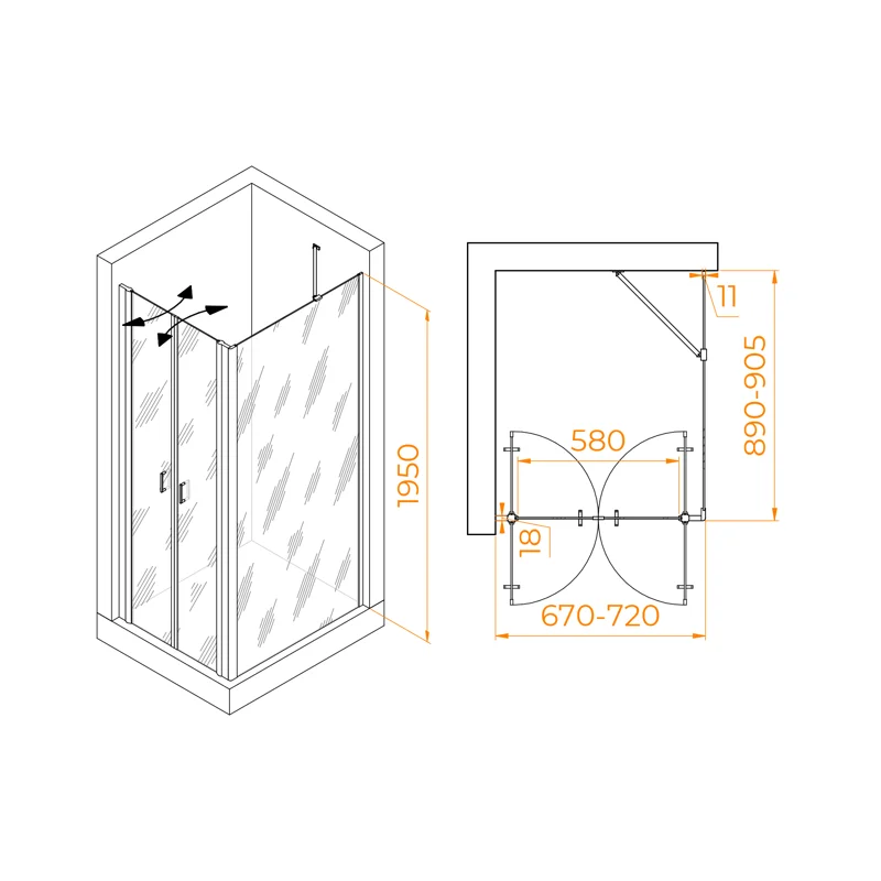 Душевой уголок RGW Passage 060814479-11 70x90 стекло прозрачное 6 мм