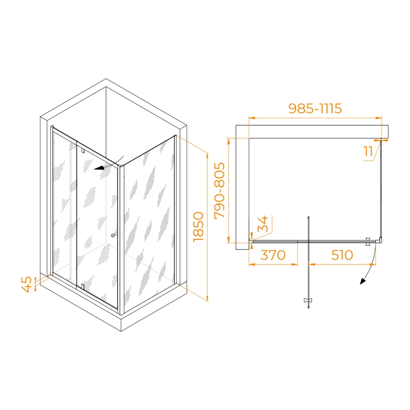 Душевой уголок RGW Passage 41084408-011 100x80 стекло прозрачное 6 мм