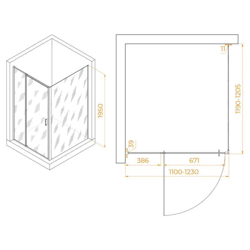 Душевой уголок RGW Passage 350807811-11 110x120 стекло прозрачное 6 мм