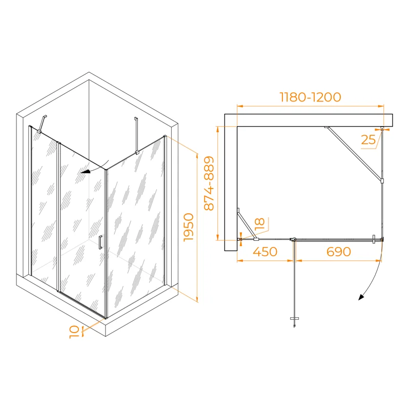 Душевой уголок RGW Leipzig 06124429-11 120x90 стекло прозрачное 6 мм