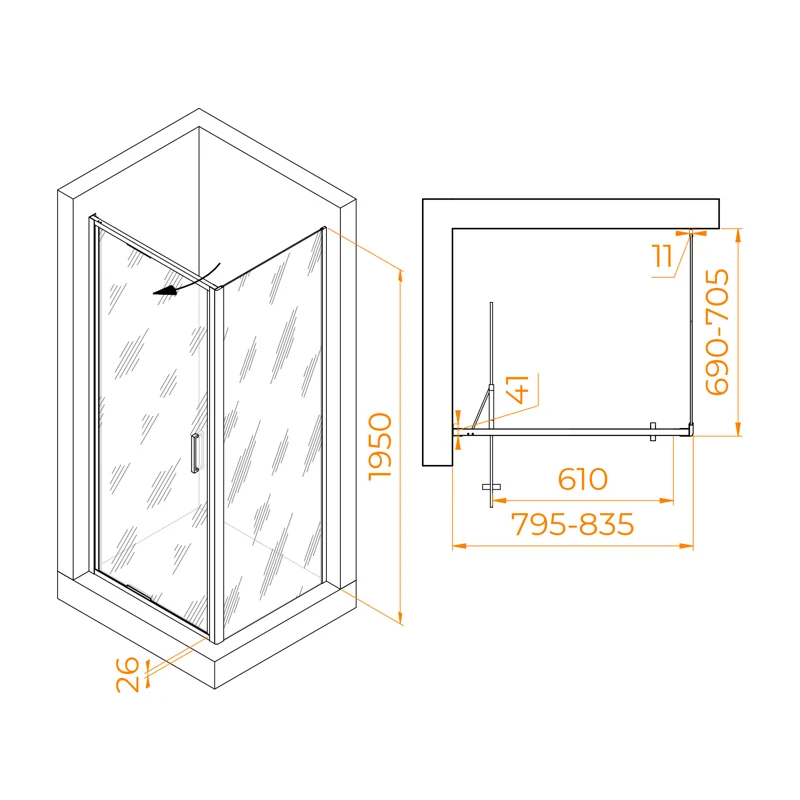 Душевой уголок RGW Stilvoll 703214587-14 80x70 стекло прозрачное 8 мм