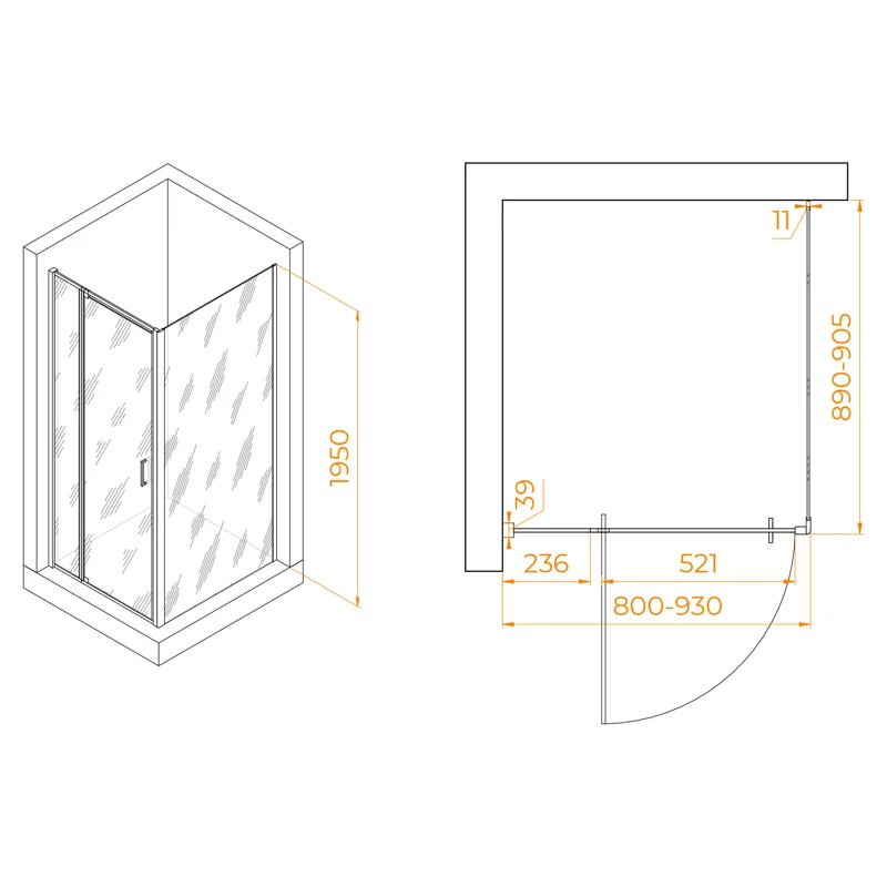 Душевой уголок RGW Passage 350807889-14 80x90 стекло прозрачное 6 мм