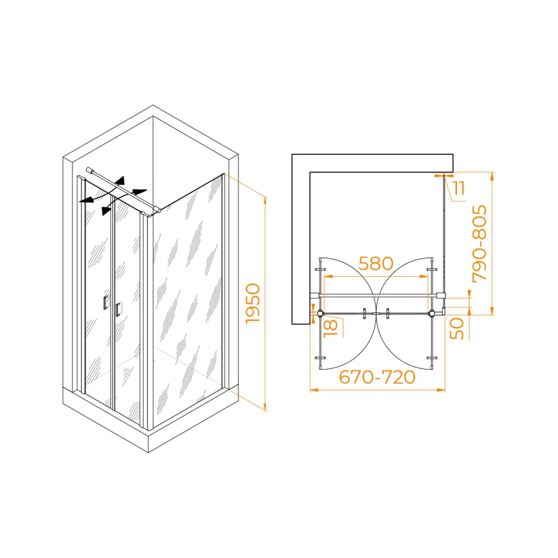 Душевой уголок RGW Passage 060814478-014 70x80 стекло прозрачное 6 мм
