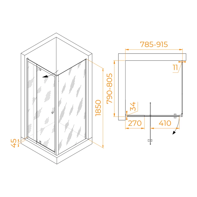 Душевой уголок RGW Passage 41083288-011 80x80 стекло прозрачное 6 мм