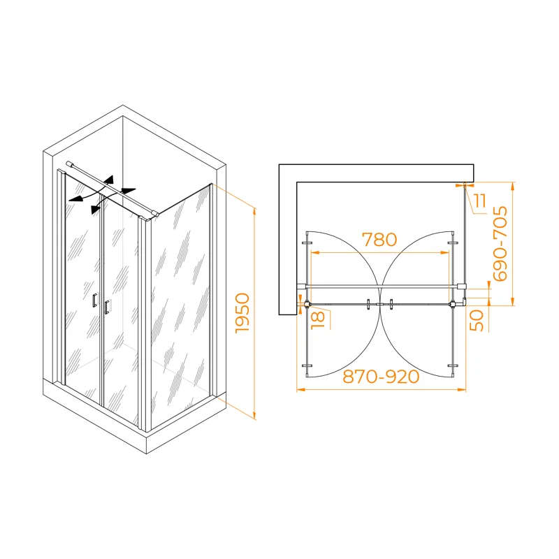 Душевой уголок RGW Passage 060814497-014 90x70 стекло прозрачное 6 мм