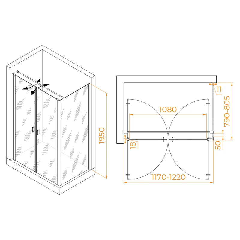 Душевой уголок RGW Passage 060814428-014 120x80 стекло прозрачное 6 мм