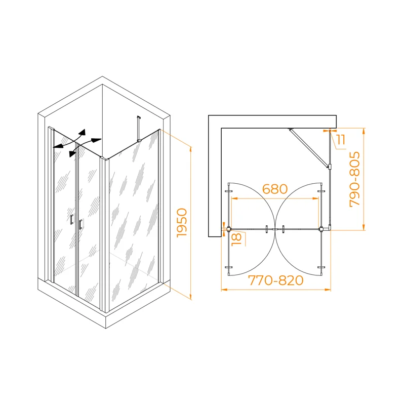 Душевой уголок RGW Passage 060814488-14 80x80 стекло прозрачное 6 мм