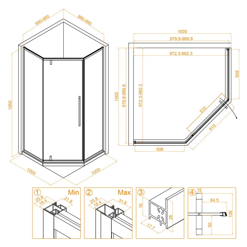 Душевой уголок RGW Stilvoll 32328100-16 100x100 стекло прозрачное 6 мм