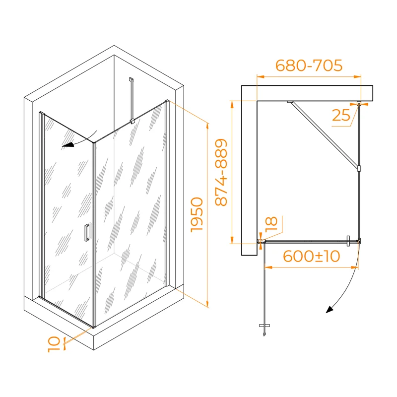 Душевой уголок RGW Leipzig 06123479-11 70x90 стекло прозрачное 6 мм