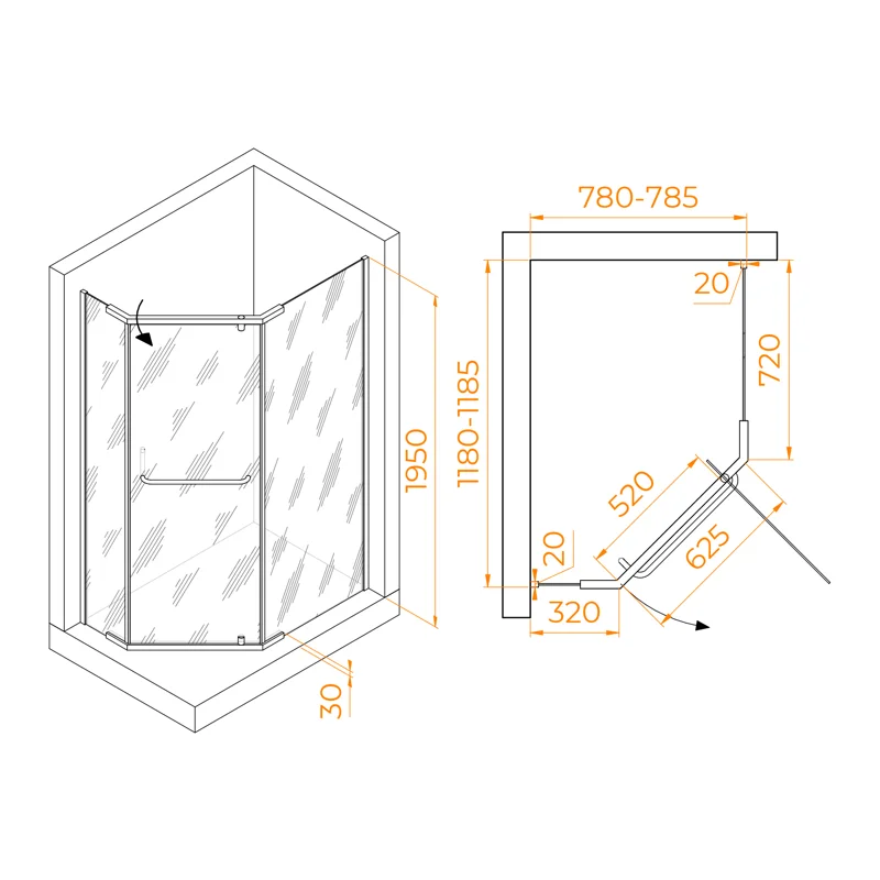 Душевой уголок RGW Passage PA-091B 120x80 35089182-14 профиль Черный стекло прозрачное