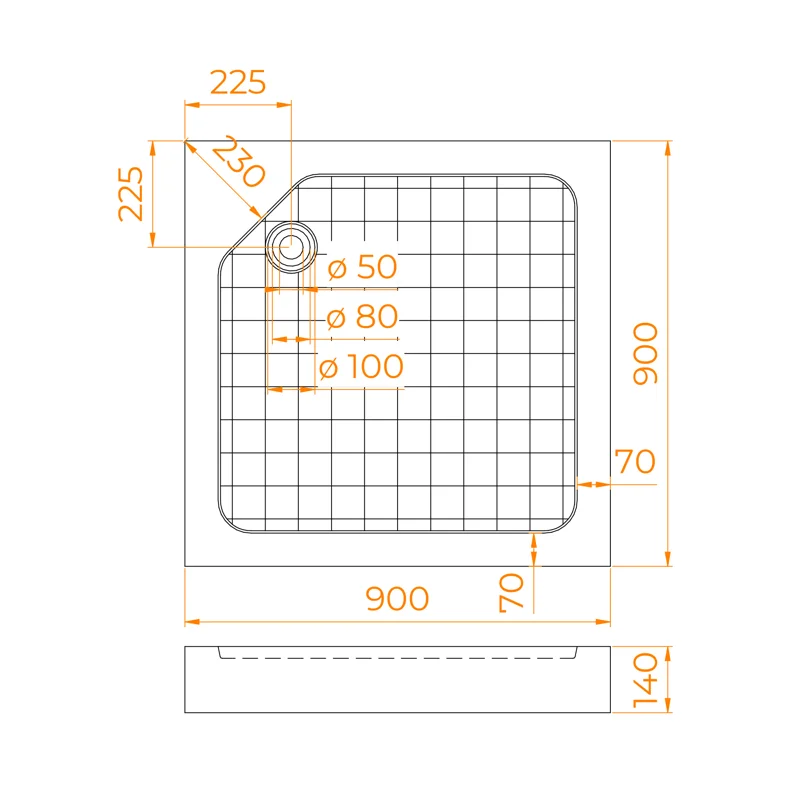 Душевой поддон квадратный RGW SMC-W Белый (Уценка)