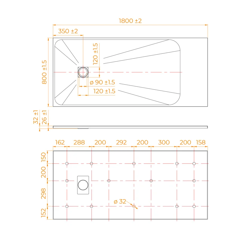 Душевой поддон RGW TSS-188W 553502818-01, 80 х 180 см, прямоугольный, стеклопластик, цвет белый