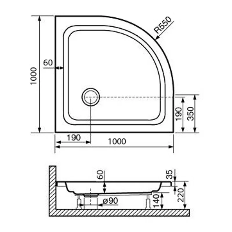 Душевой поддон RGW Acryl Style 16180400-11-P 100 x 100 см, четверть круга, акриловый, белый
