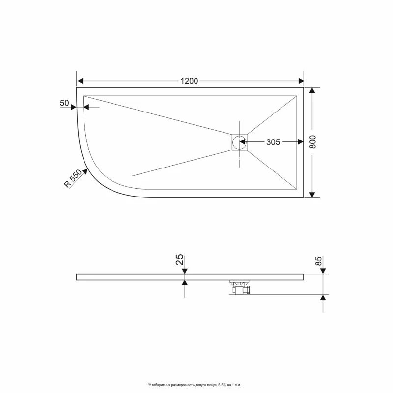 Душевой поддон RGW ST/A L/R - 0128W 16154128-01L/R 80 x 120 см, асимметричный, цвет белый, из искусственного камня