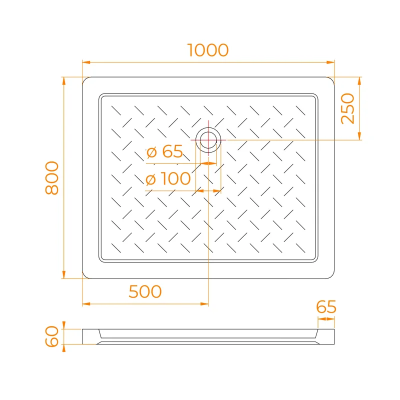 Душевой поддон RGW CR-108 80 x 100 см, прямоугольный, керамический, белый, 19170380-01