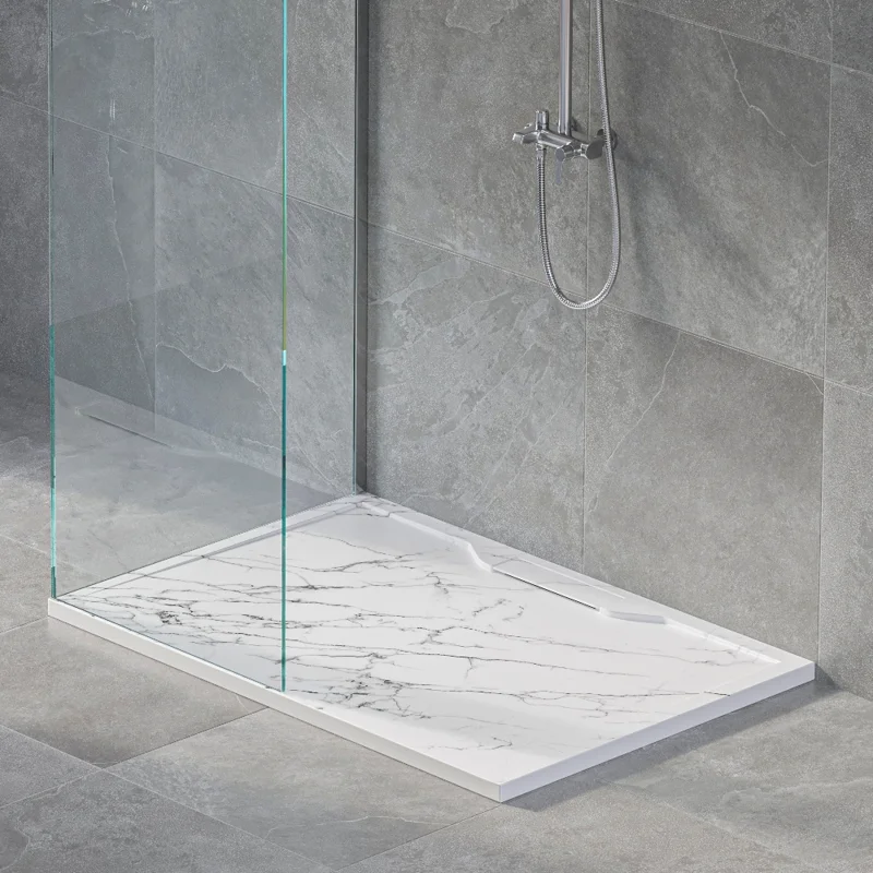 Душевой поддон RGW STE MB, 80 x 120 см, прямоугольный, из искусственного камня, цвет белый мрамор, 52342812-15