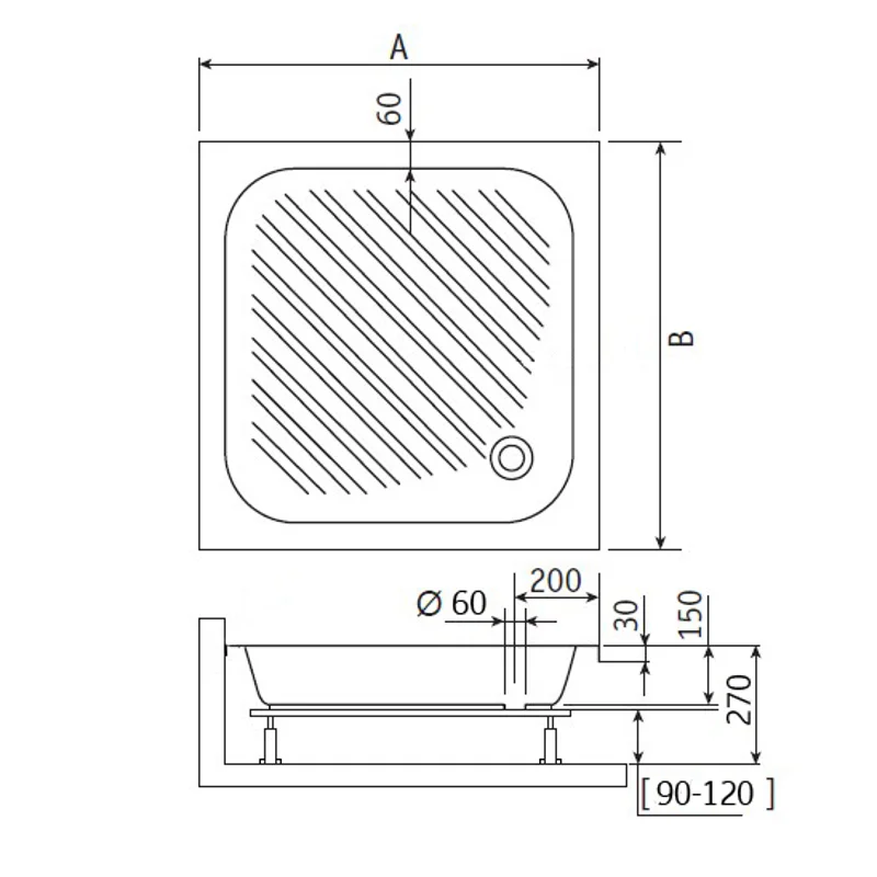 Душевой поддон RGW Acryl 16180188-51 B/CL-S 80 х 80 см, квадратный, акриловый, белый