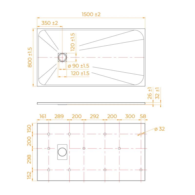 Душевой поддон RGW TSS-158W 553502815-01, 80 х 150 см, прямоугольный, стеклопластик, цвет белый