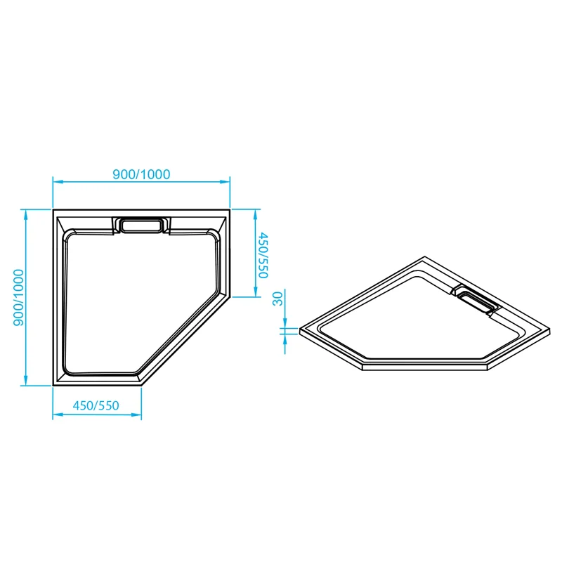 Душевой поддон RGW STA 16330599-01-61W 90 х 90 см, трапеция, из искусственного камня, белый