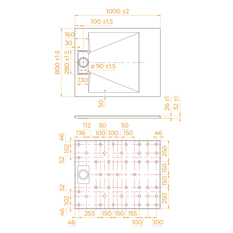 Душевой поддон RGW TUS-108W 553702810-01, 80 х 100 см, прямоугольный, стеклопластик, цвет белый