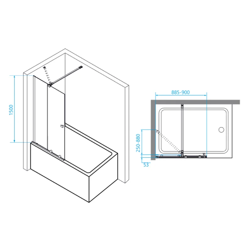 Шторка на ванну RGW SC-46, 06114609-11, 90 x 150 см стекло прозрачное, профиль хром