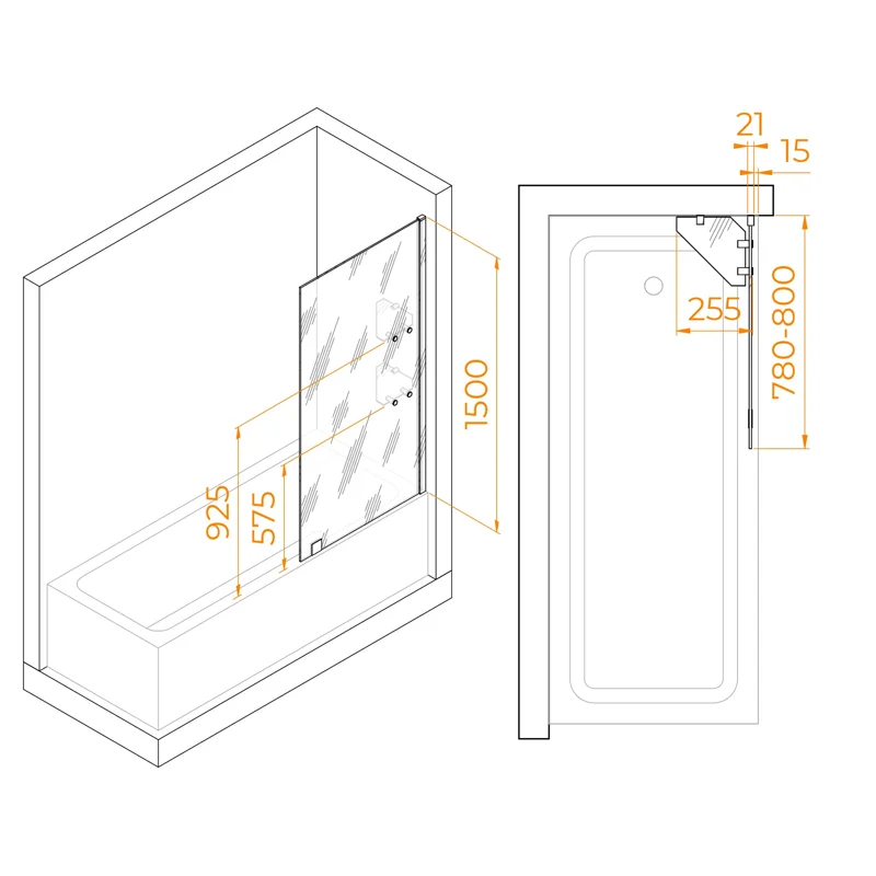 Шторка на ванну RGW Screens SC-54 800x1500 с полками 03115408-11