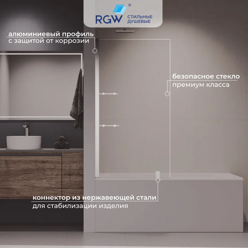 Шторка на ванну RGW Screens SC-54 800x1500 с полками 03115408-11