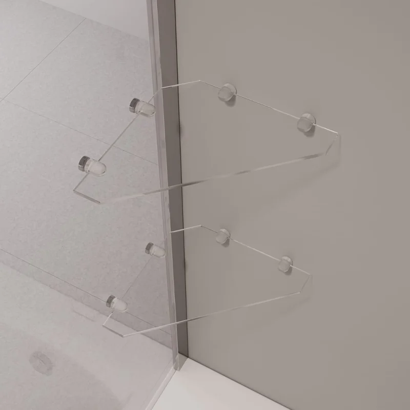 Душевая шторка на ванну RGW SC-53, 80 х 150 см, профиль хром, стекло прозрачное, с пристенными боковыми полочками, 03115308-11