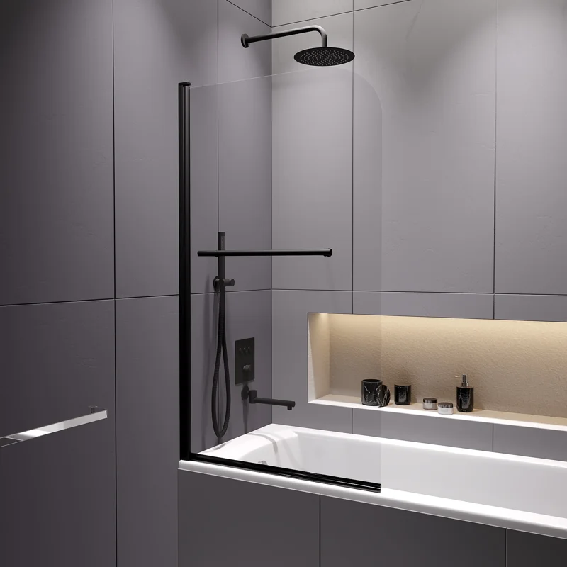 Душевая шторка на ванну RGW Screens 411111408-14 80х140 стекло прозрачное профиль черный