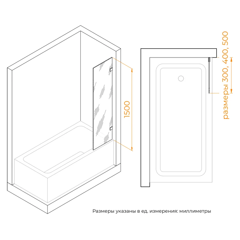 Душевая шторка на ванну RGW Screens 3511056240-11 40х150 стекло прозрачное профиль хром глянцевый